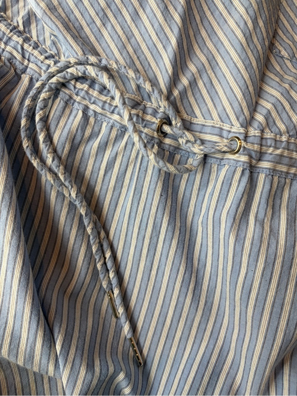 Closed Blue White Striped Cotton Drawstring Waist midi Dress Cap Sleeve size xs - Picture 8 of 9